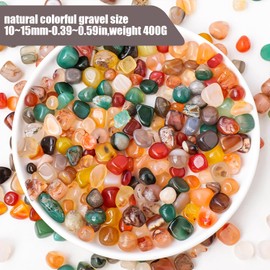 Fzyisw 400 g Colourful Gemstones Mix for Children with 2 Colourful Fabric Bags - Natural Tumbled Stones for Treasure Hunting - Semi-Precious Stones Mix, Gemstone Set for Children's Birthday Parties