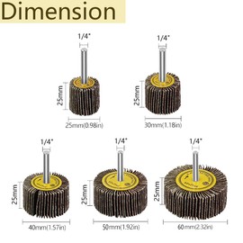 JUNLIXN 10 Pcs Abrasive Flap Wheels Sander, 1/4'' Shank Flap Wheel for Drill, Grinder, Rotary Tools (25/30/40/50/60mm)