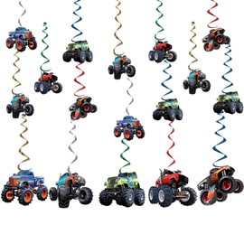 Generic 20pcs Monster Truck Hanging Swirls Decoration Set Monster Truck Birthday Decorations Monster Truck Hanging Decoration for Boys Birthday