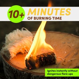 Fire Starter Rolls, 50 Pack Natural Fire Starters for Campfires, Fireplace, Wood Stove, BBQ Grill & Outdoor Fire Pit 10-Min Burn,Camping & Survival Accessories