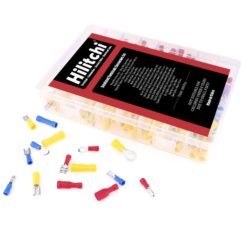 Hilitchi 360 Pcs Assorted Insulated Electrical Electrical Wire Terminals Crimp