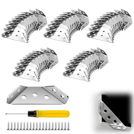 Pack of 50 Triangle Support Made of Stainless Steel, Furniture Corner Connector with 300 Screws and Screwdriver, Stainless Steel Angle Brackets, Furniture Connector, Triangle Shape, Corner Bracket for