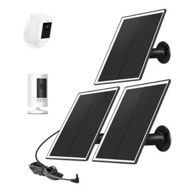 Ri ng Camera Solar Panel, Compatible with Ring Stick Up Cam Battery, Ring Spotlight Cam Battery, Not for Spotlight Plus/Pro, Waterproof, 6W Fast Charging, DC3.5mm Plug (Black)
