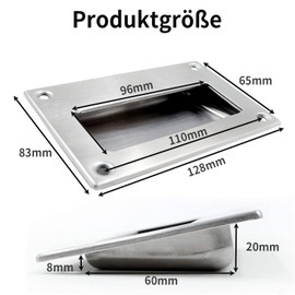 GIONAR Set of 2 Stainless Steel Recessed Handles for Sliding Doors, Invisible Shell Handles Including Screws, Rectangular Handle for Interior Doors, Wall Cabinets, Vintage Inlet Handle for Drawers,