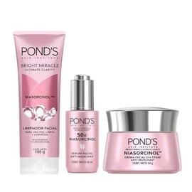 PONDS Bright Miracle rutina de 3 pasos Crema día  Limpiador Facial  Sérum con NIASORCINOL                                                             