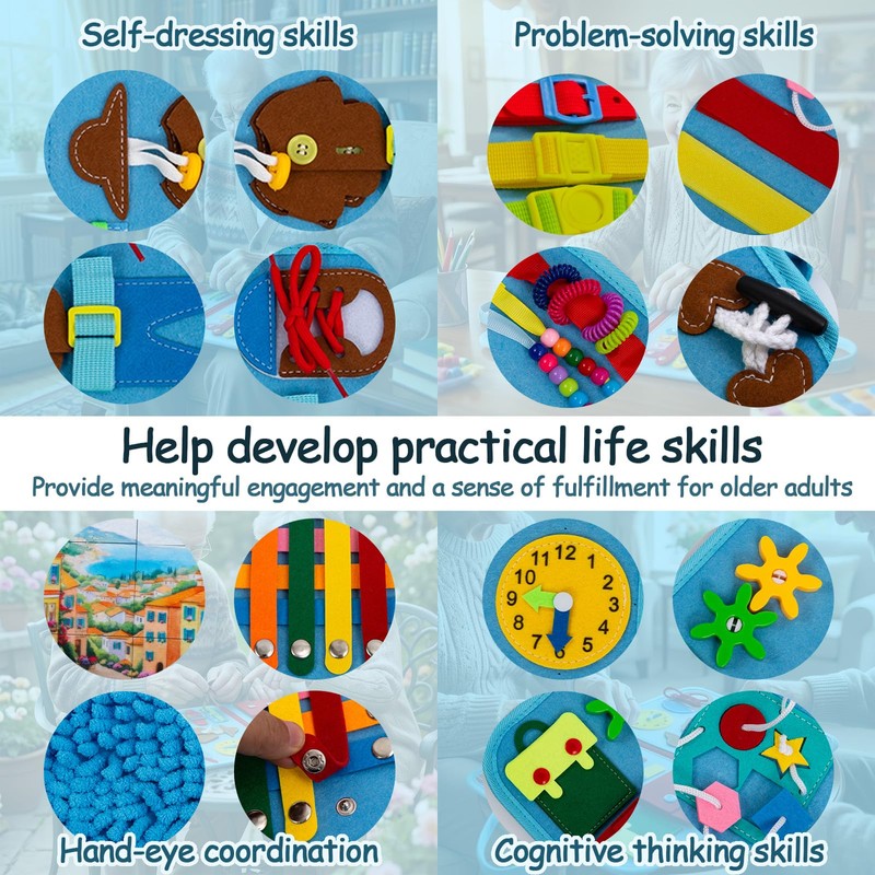 Fidget Blanket for Adults with Dementia, Dementia Fidget Toys for