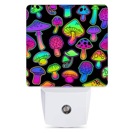 Jopowide Bright Psychedelic Colors Mushrooms Night Light Plug in Wall Lamp Smart Dusk to Dawn Sensor for Home Decorative, Kids Room Bedroom Bathroom Kitchen Hallway Gifts