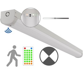 4FT Tri-Level Motion Sensor LED Linear Strip Emergency Stairwell Light w/Remote, 20W/40W 2500lm/5000lm, Battery Backup, 5000K, IP20, 100-277V Dimmable 4 Foot Commercial Shop Ceiling Light Fixture, FCC