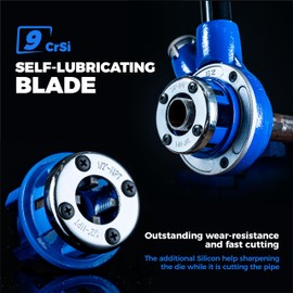 toolant Ratchet Pipe Threader Kit, NPT 1/4" - 1-1/4" Manual Ratcheting Pipe Threader, Portable Pipe Threading Tool Set with 6PCS NPT Dies, Storage Case for Galvanized Aluminum Iron Copper Pipes