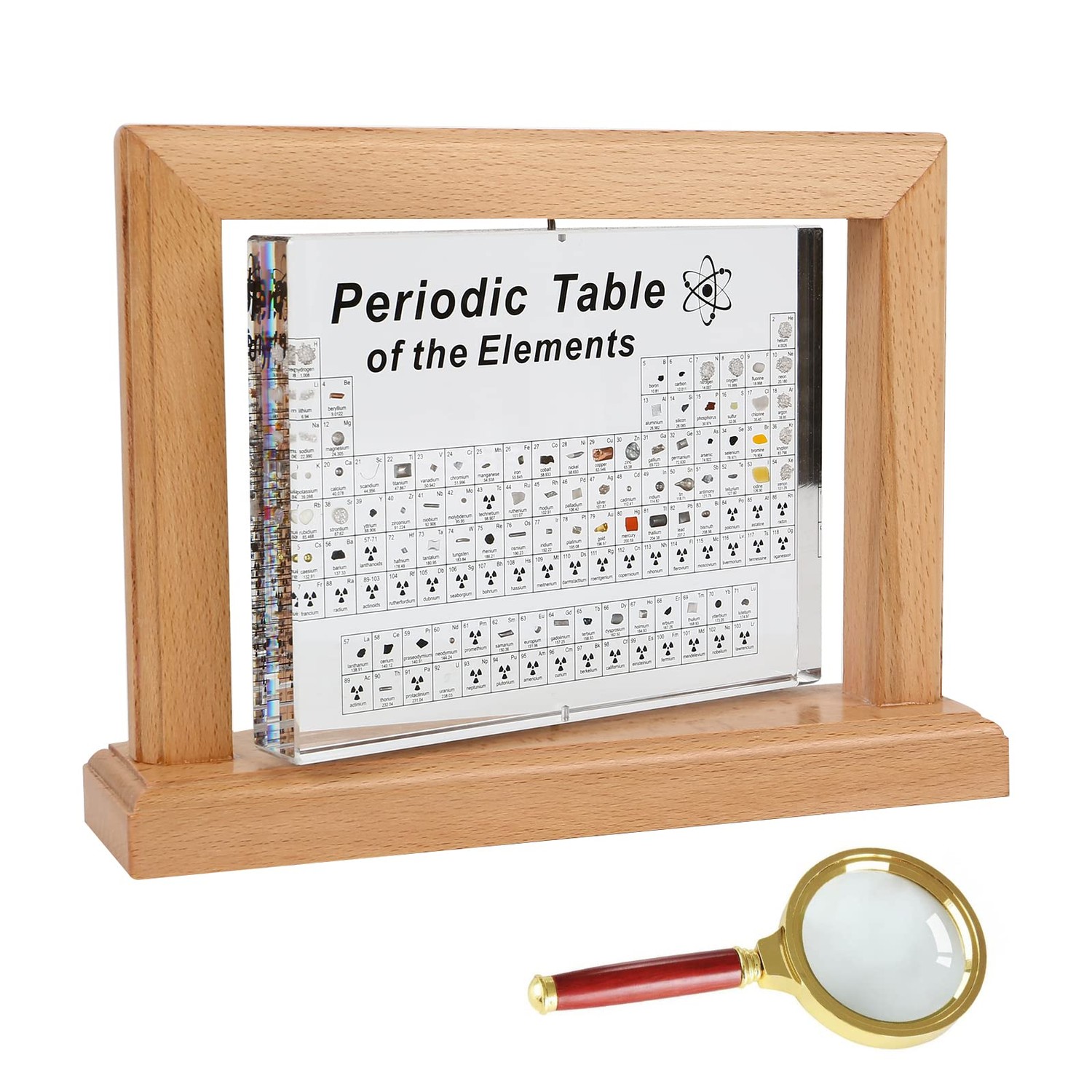 Periodic Table with Real Elements, 21 x 16 x 5.5 cm Acrylic Periodic ...