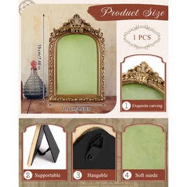 Wonderjune Vintage Jewelry Display Tray Baroque Jewelry Photography Props Frame Organizer Stand with Velvet Backing Necklace Earring Holder for Women Gifts Wedding (Green,7.4 x 4.5 x 0.7 Inches)