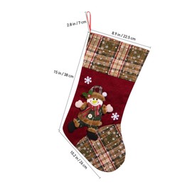 TOYANDONA 3 Pieces Christmas Stockings, Large Plush Plaid Santa Deer Snowman Candy gift Stockings Hanging Xmas for Family Festival Holiday Party Decorations