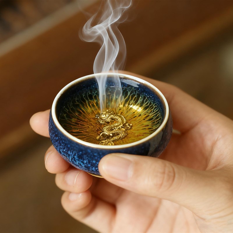 HOHCNA 3 oz Chinese Style Small Tea Cup, Handmade Jianzhan