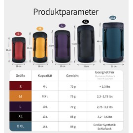 Litume Compression Sack 6L 8.5L 10L 13L 16L Water Resistant Lightweight Compact Ripstop Drawstring Sleeping Bag Camping Teal