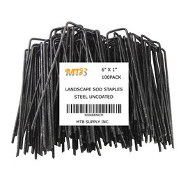 100 Pack 6x1 inch 11GA(0.12inch) Landscape Staples Garden Stakes Fence Netting Pins Ground Spikes Sod Cover Fabric Pegs Steel Uncoated