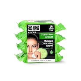 Global Beauty Care Cucumber Makeup Remover Wipes with Vitamins A C E For Cooling Skin Support - Facial Cleansing Towelettes Remove Waterproof Mascara,