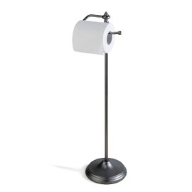 SunnyPoint Bathroom Free Standing Toilet Tissue Paper Roll Holder Stand with Reserve Function (Black Nickel)