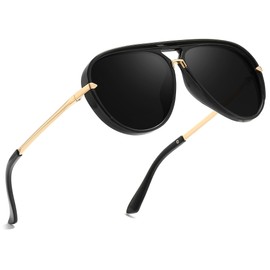 SIPHEW Tangle Free Aviator Sunglasses for Women With Double Bridge Vintage Oversized Sun Glasses for Driving