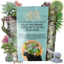 Grow Queen All-In-One Organic Succulent Fertilizer, Cactus Fertilizer, Succulent Plant Food, Bonsai & Cactus Food, 3 lb bag = 75 Single Servings, Fast & Slow Release feeds up to 300 plants for 8months