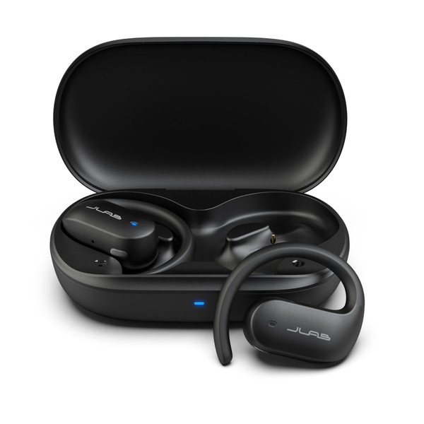 JLab JBuds Open Sport Earbuds, Black, Ear Hook Design for