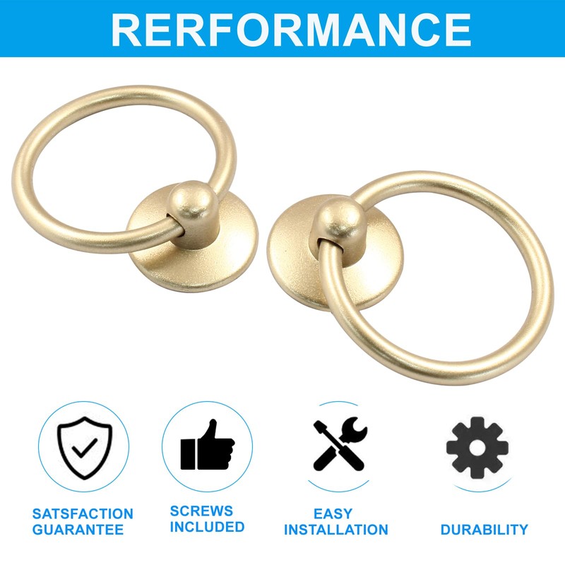 Unlorspy 6 Pcs Metal Drawer Ring Knobs, Drop Ring Drawer