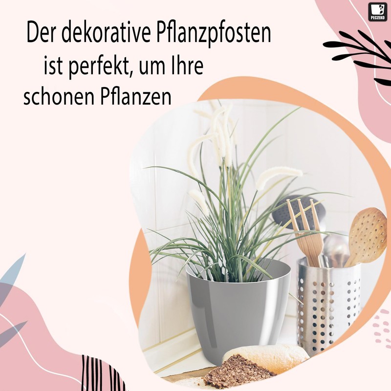 PECZEKO Flower Pot Shiny Plastic Planter Decorative Pot for Large