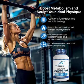 CONFIDENT SPORTS L-Carnitine Tartrate -120 Easy to Swallow Pre-Workout L-Carnitine Capsules to Help Aid Muscle Recovery Process, Support Muscle Tissue Repair, 40 Servings