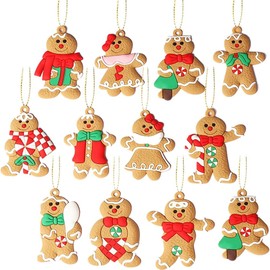 12 Pieces Christmas Tree Ornaments, Christmas Tree Home Kitchen Decoration Party Supplies, Christmas Goods, Decoration, Gift, Wall, Window, Entryway (Gingerbread Man)