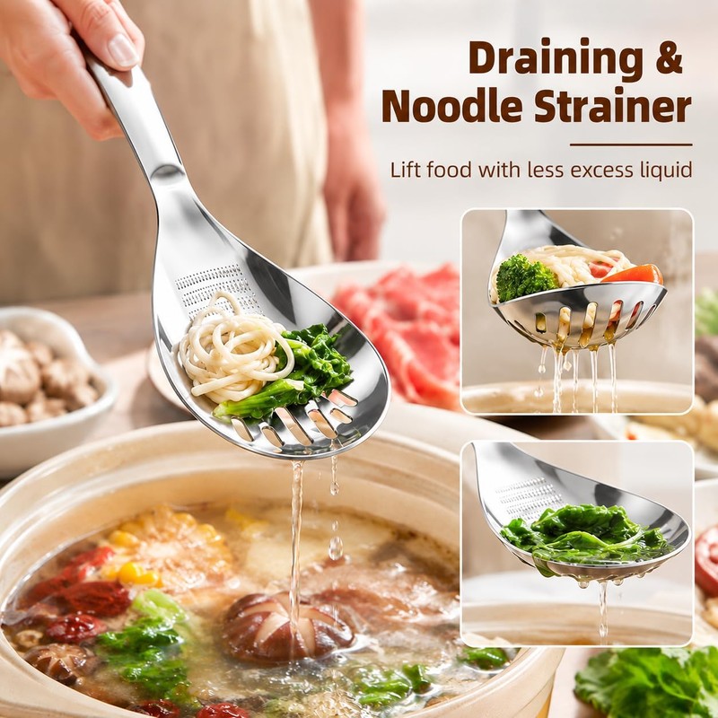 Slotted Draining Spoon, 5 in 1 Multifunctional 316 Stainless Steel