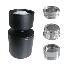 Black kitchen bathroom faucet nozzle aerator,faucet extender, 360 degree swivel dual flow sprayer for sink tap head, rotatable 2 function water splash filter (black 20° +3 adapters)