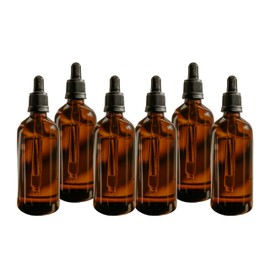 Family Health Products 4 oz Amber Glass Dropper Bottles – 6-pack | Refillable Containers for Essential Oils, Aromatherapy, DIY Beauty, and More