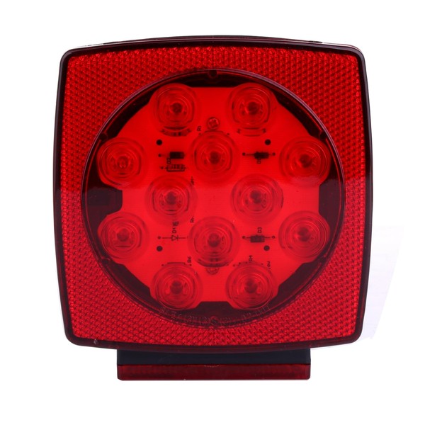cciyu 1x Square 12 Red Led+4 White Red Rear Combination