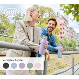 alfi Element Bottle 600 ml, Pink Pastel Matt, Lightweight Stainless Steel Drinking Bottle, Completely Leak-Proof with Screw Cap, for Carbonated Drinks, Small, Dishwasher Safe, BPA-Free