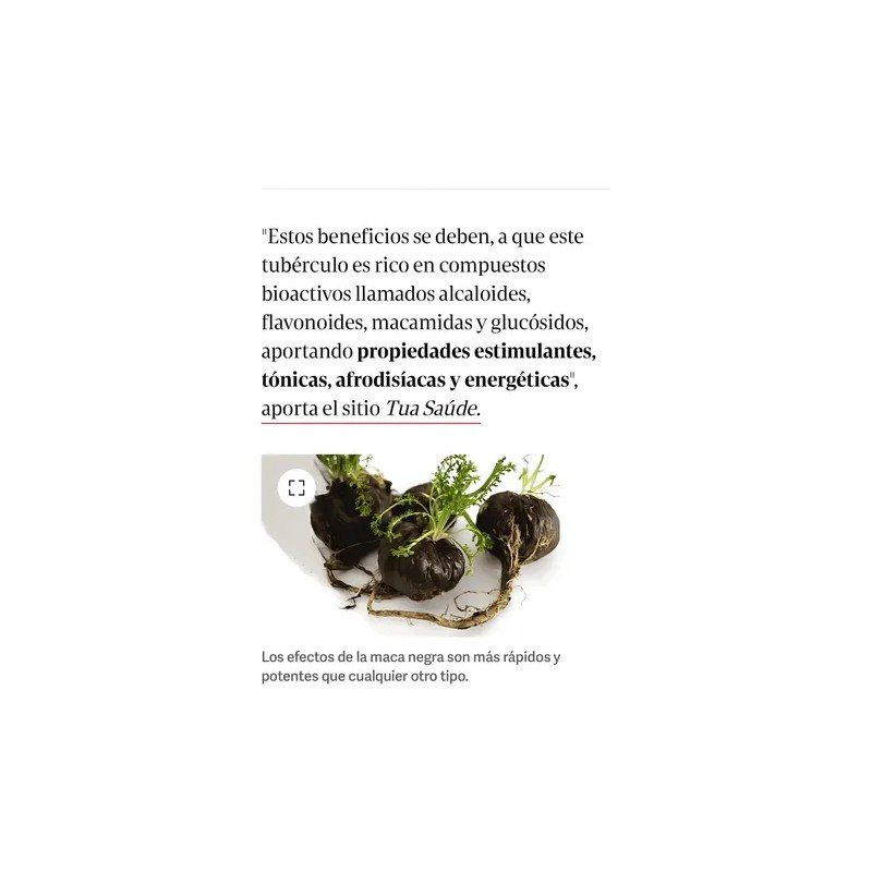 Black Maca Suplemento Maca Negra Vegano 30 Cápsulas 750mg Sin