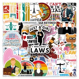 50PCS Lawyer Stickers for Laptop Scrapbook Water Bottle Luggage Skateboard Computer Car Bike Phone Computer Guitar Notebook,Cartoon Attorney Career Waterproof Decals for Adults Teens