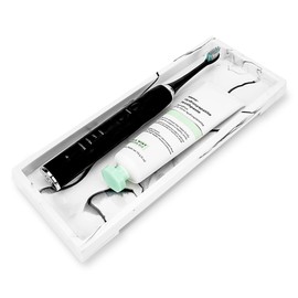 Linkidea Countertop Toothbrush Holder for Bathroom, Resin Tray for Electric Toothbrush/Toothpaste, Vanity Organizer Compatible with Oral-B iO Series, Sonicare ProtectiveClean(White)