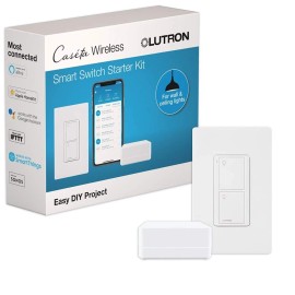 Lutron Caseta Smart Lighting Kit w/ Hub, Original Switch, & Wall Plate, for L...