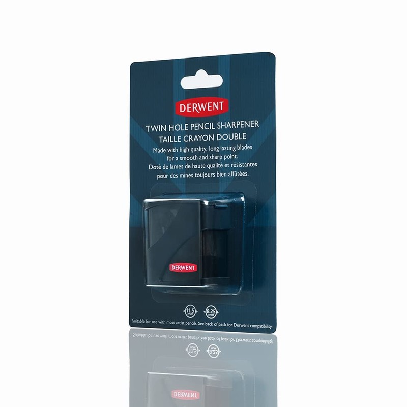 Derwent Double Hole Pencil Sharpener with Container, Manual Colour Pencil