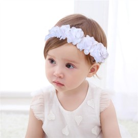 Hanfluenve Baby Girls Headband Floral Crown for Little Girls Flower Headbands Soft Stretchy Head Wrap for Infant Toddler Hair Accessories (white)