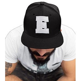 4sold ABC Letter Snapback Cap in Black/White with Letters A to Z Schwarz (E)
