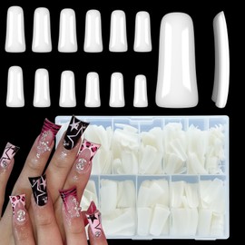 ASONRL 600Pcs Natural Duck Nail Tips Full Cover Long Duck Nails Tips Press On - 12 Sizes Acrylic Gel DIY Nail Extensions for Salon-Worthy Duck Shaped Manicures & Nail Art with Box