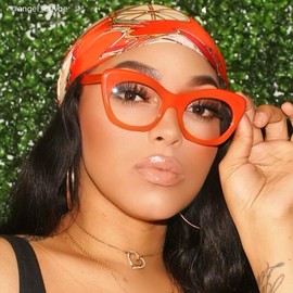 Vooglam Cat Eye Orange Blue Light Blocking Glasses for Women Trisha OA01451-01
