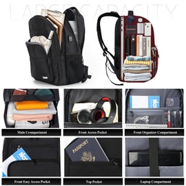 Skaypibs Backpack for Women Men, School Backpack for Boys Girls Teens, 15.6 Inch Laptop Backpack with USB Port, College Middle High School Bookbag, Water Resistent Business Mochila para hombre, Black