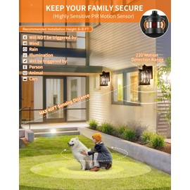 Delicavy Motion Sensor Outdoor Wall Light with Dimmable Bulb, Modern Dusk to Dawn Exterior Light Fixture Wall Mount Porch Light Black with Crack-Like Glass Coach Lantern for House Garage