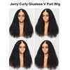 YIROO EasiContour V Part Wigs Human Hair Jerry Curly Glueless