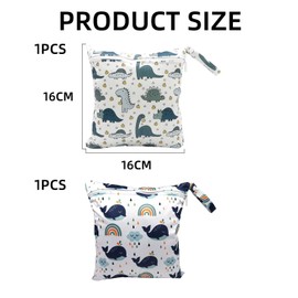 Pack of 2 Baby Products Storage Bags with Cartoon Print, Cute Graffiti Storage Bags, Reusable Storage Bags