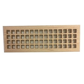 4 Inch x 14 Inch Red Oak Hardwood Vent Floor Register Surface Mount, Eggcrate Style, Unfinished
