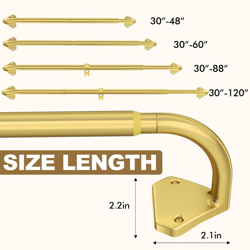 GXOACKJ Gold Wrap Around Curtain Rods for Windows 28 to