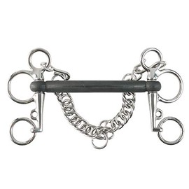 HORZE Mullen Mouth Pelham Rubber Bit - US 5 in, Black(BL)