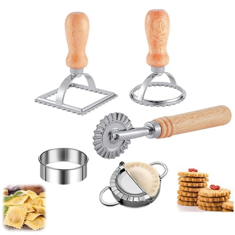 Ravioli Maker Stamp Cutter with Roller Wheel Set,for Ravioli, Pasta,
